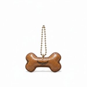 MCM Leather Dog Bone Keychain